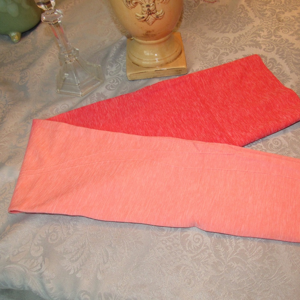 Coral Dip Dye Leggings Athletic Leisure Pants - Picture 5 of 7